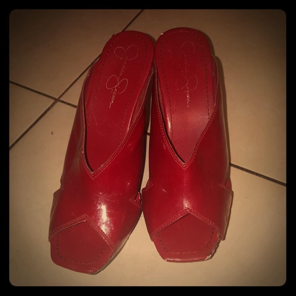 Red Jessica Simpson wedges